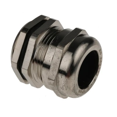 SIB Metallic Nickel Plated Brass Cable Gland M25 Thread, 9 mm to 16 mm Diameter, IP68 Rated, Locknut Included 831-9028