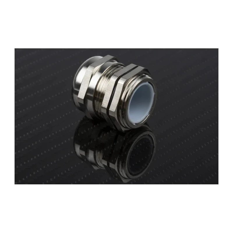 SIB Metallic Nickel Plated Brass Cable Gland M25 Thread, 9 mm to 16 mm Diameter, IP68 Rated, Locknut Included 831-9028