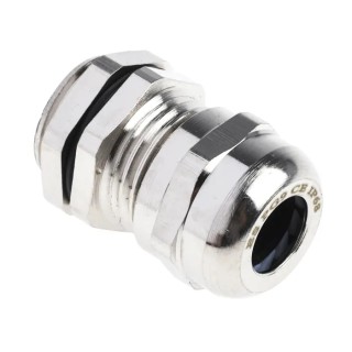 Alpha Wire Metallic Nickel Plated Brass Cable Gland PG9 Thread, 4 mm to 8 mm Cable Diameter, IP68 831-9040