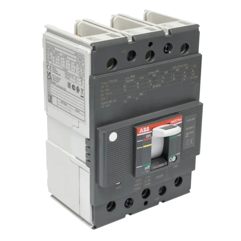 ABB Protecta XT3N Molded Case Circuit Breaker 3-Pole 250A Breaking Capacity 36kA DIN Rail XT3N