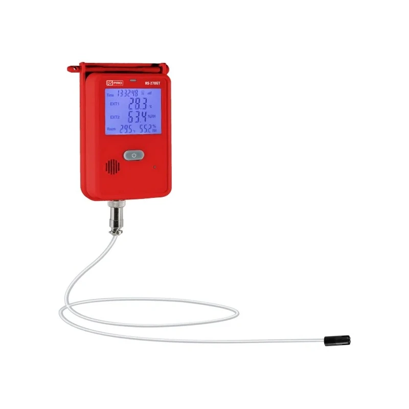 RS PRO External Probe Temperature and Humidity Recording Digital Thermometer 75°C Max Accuracy ±0.5°C DT-270GT