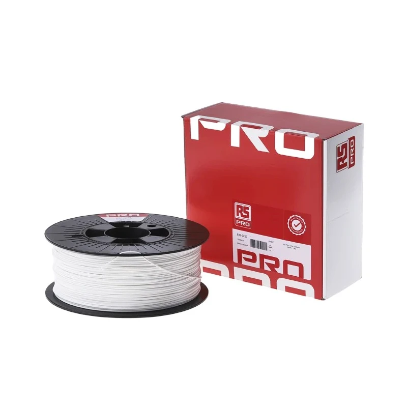 RS PRO 1.75 mm White PLA 3D Printer Filament, 1 kg 832-0223