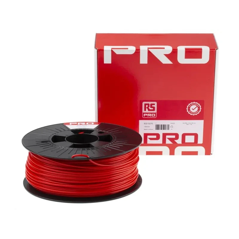RS PRO 2.85 mm Red PLA 3D Printer Filament, 1 kg, Polylactic Acid Material, Fused Deposition Modelling (FDM) 832-0270