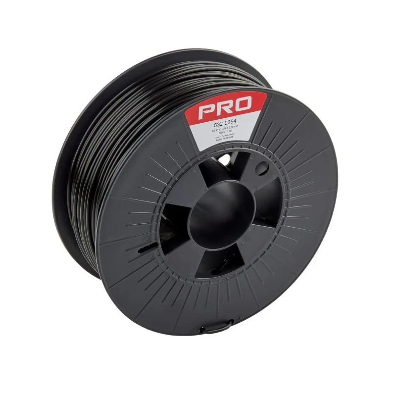RS PRO 2.85 mm Black PLA 3D Printer Filament, 1 kg, Polylactic Acid Material, FDM Technology, 210°C Max Temperature 832-0264
