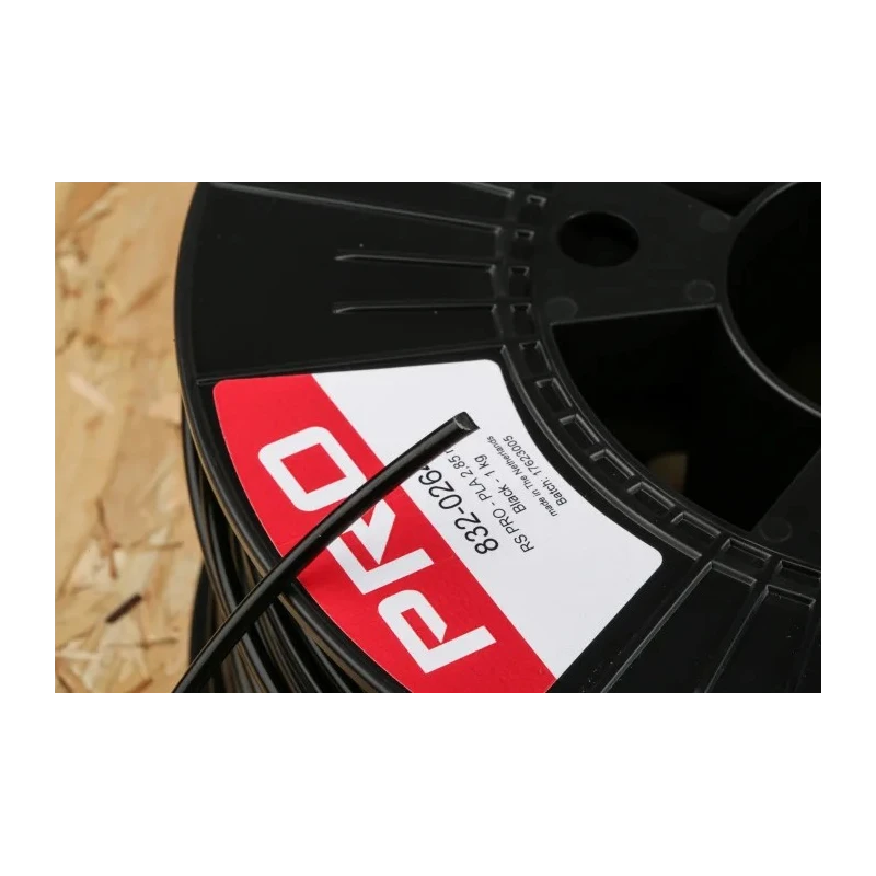 RS PRO 2.85 mm Black PLA 3D Printer Filament, 1 kg, Polylactic Acid Material, FDM Technology, 210°C Max Temperature 832-0264