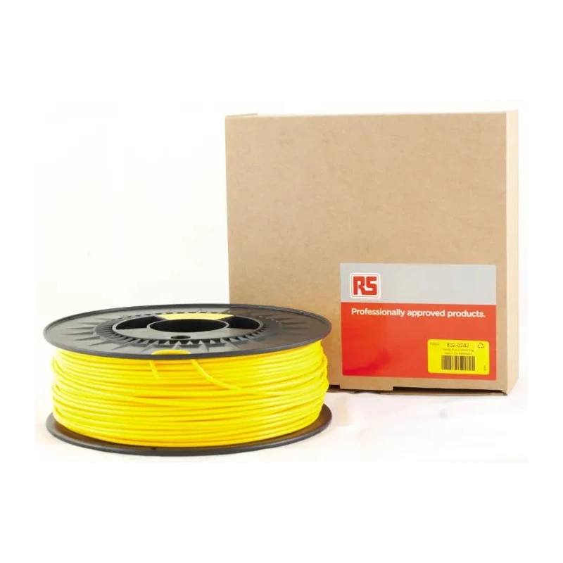 RS PRO 2.85 mm Yellow PLA 3D Printer Filament, 1 kg 832-0282