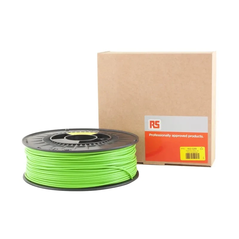 RS PRO 2.85 mm Green PLA 3D Printer Filament 1 kg 832-0289