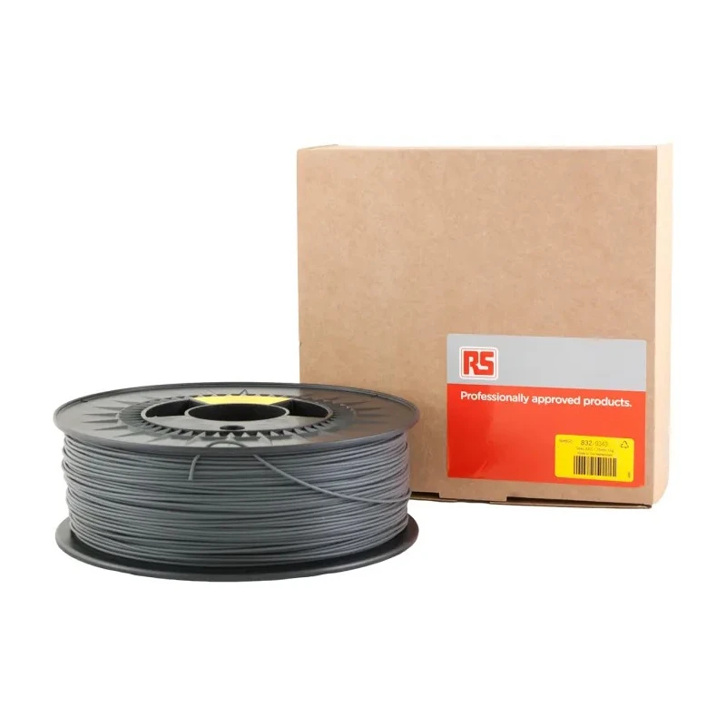RS PRO 1.75 mm Grey ABS 3D Printer Filament, 1 kg, Fused Deposition Modelling (FDM) 270°C Maximum Temperature 832-0343