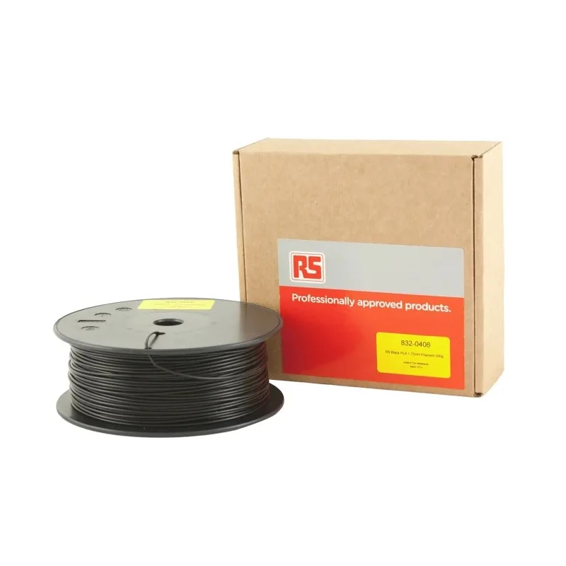 RS PRO 1.75 mm Black PLA 3D Printer Filament, 300 g 832-0406