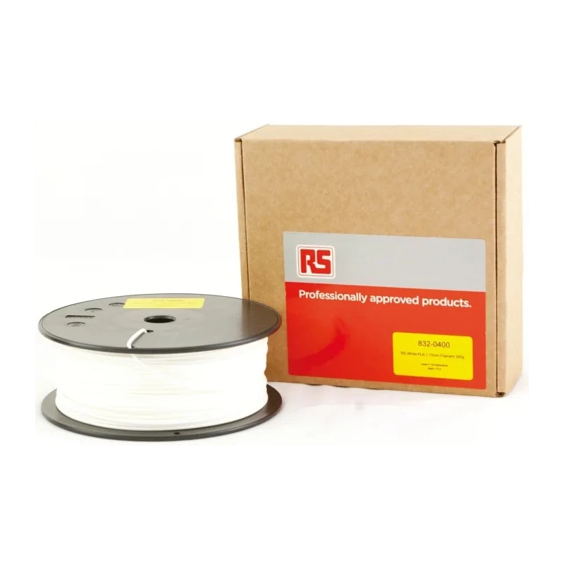 RS PRO 1.75 mm White PLA 3D Printer Filament, 300 g, Fused Deposition Modelling (FDM) 832-0400