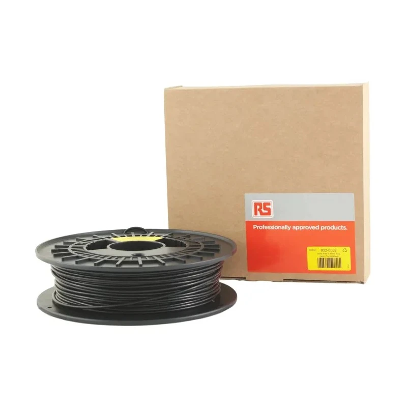 RS PRO 2.85 mm Black FLEX 45 3D Printer Filament 500 g for Fused Deposition Modelling 832-0532
