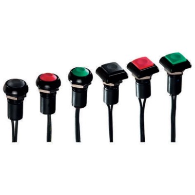 APEM IP Series Momentary Push Button Switch, Panel Mount, 12 mm Cutout, Red Actuator, SPST, IP67, 50 V dc 250 V ac IPC3FAD-6