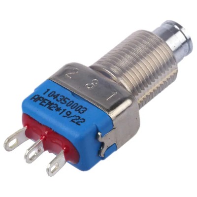 APEM 10400 Series Push Button Switch, Momentary Operation, Panel Mount, 10.2 mm Cutout, SPDT, 24 V dc 104350003