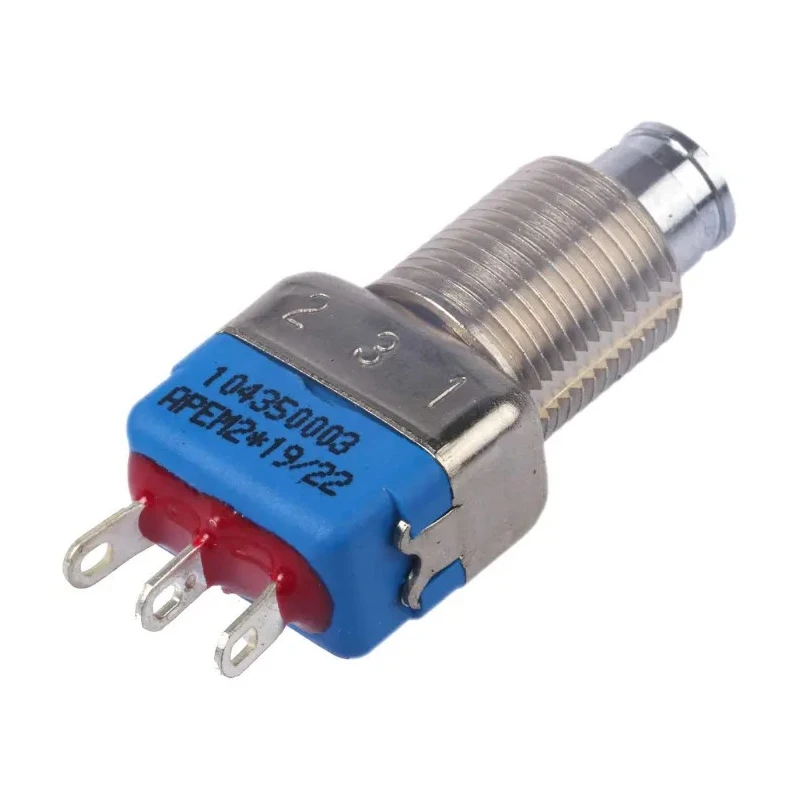 APEM 10400 Series Push Button Switch, Momentary Operation, Panel Mount, 10.2 mm Cutout, SPDT, 24 V dc 104350003