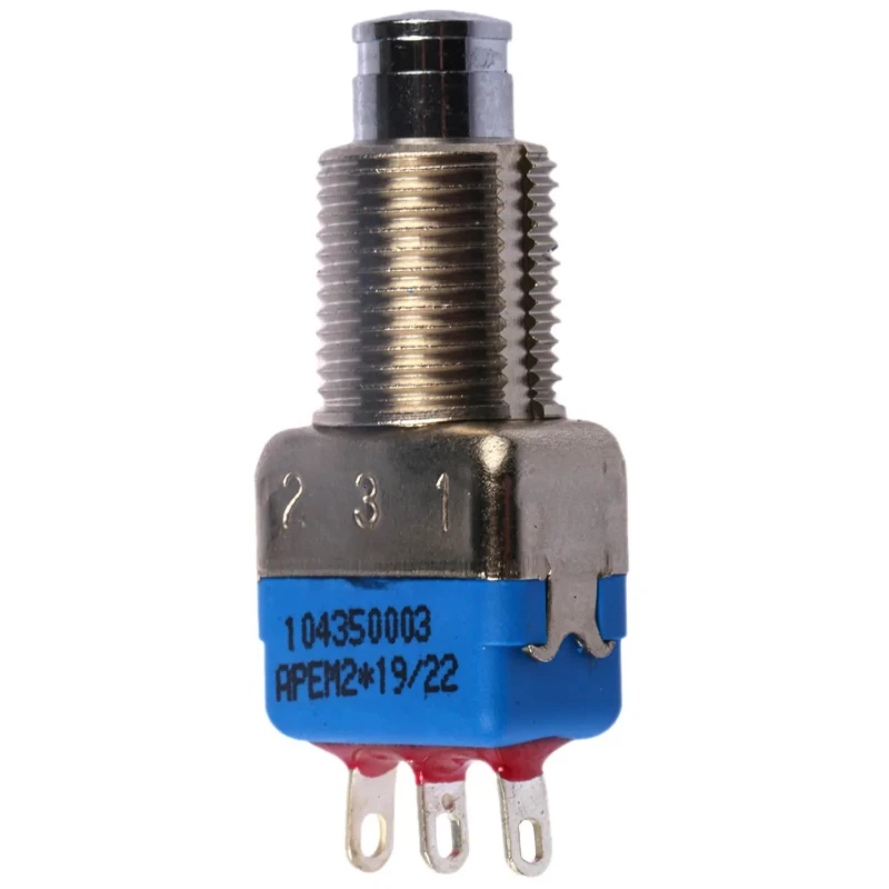 APEM 10400 Series Push Button Switch, Momentary Operation, Panel Mount, 10.2 mm Cutout, SPDT, 24 V dc 104350003