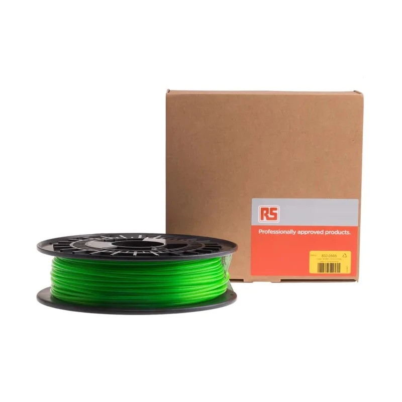 RS PRO 2.85 mm Green M-ABS 3D Printer Filament, 500 g Netherlands Origin 260°C Maximum Temperature 832-0585