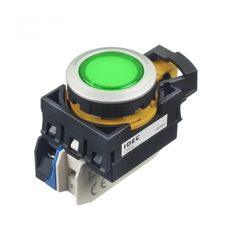 Idec Illuminated Momentary Push Button Switch Panel Mount 22 mm Cutout Green LED IP65 24V CW4L-M1E10Q4G