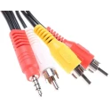 RS PRO Male 3.5 mm Stereo Jack to Male RCA x 3 Auxiliary Cable, Black, 1.8 m 832-6278