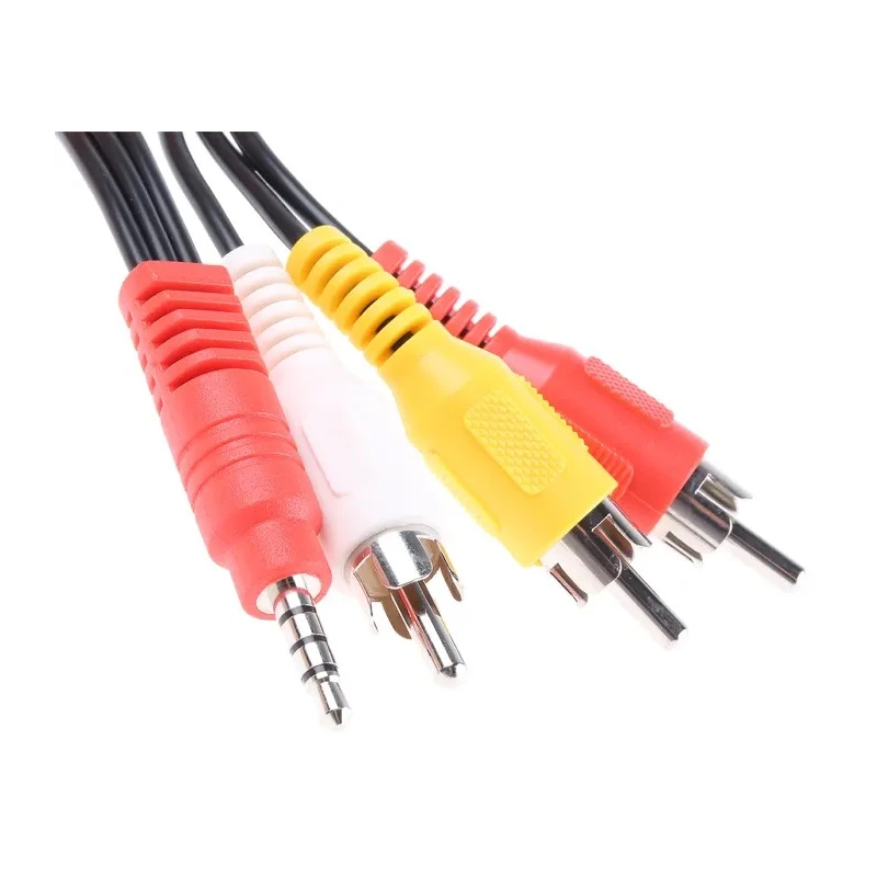RS PRO Male 3.5 mm Stereo Jack to Male RCA x 3 Auxiliary Cable, Black, 1.8 m 832-6278
