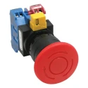 Idec HW Series Twist Release Emergency Stop Push Button Panel Mount 22 mm Cutout 1 NO/1 NC IP65 HW1B-V4F11-R