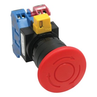 Idec HW Series Twist Release Emergency Stop Push Button Panel Mount 22 mm Cutout 1 NO/1 NC IP65 HW1B-V4F11-R