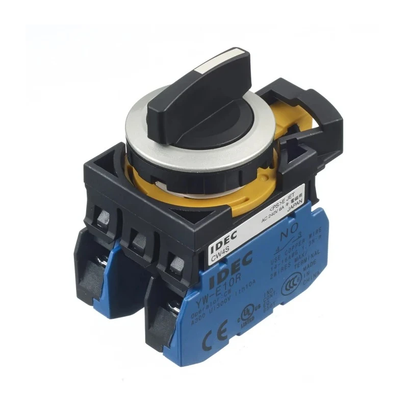 Idec CW Series Momentary Selector Switch, Panel Mount, Black Actuator, 22.3 mm Cutout, 2 NO Contacts, IP65, 10A CW4S-3E20