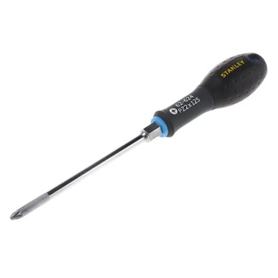 Stanley Pozidriv Screwdriver with PZ2 Tip, 125 mm Chrome Vanadium Steel Blade, Large Soft Grip FMHT0-62624