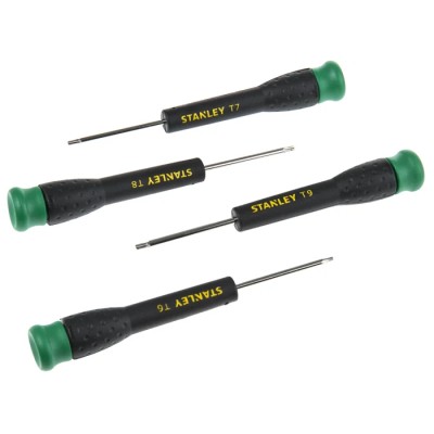 Stanley Precision Torx Screwdriver Set, 4 Pieces, Tips T6 T7 T8 T9, Soft-Grip Handle STHT0-62630