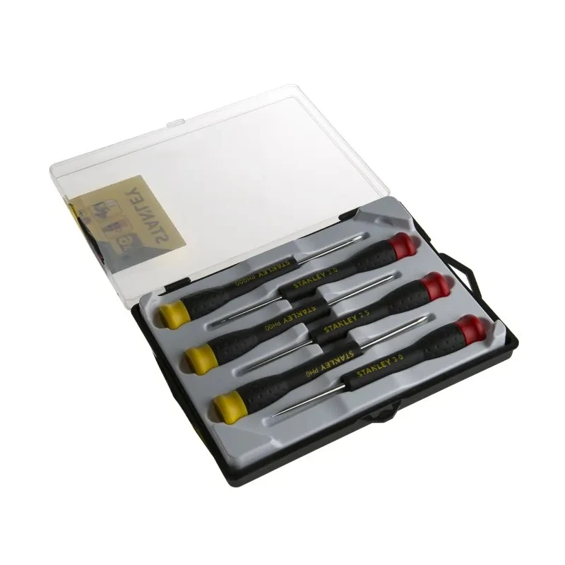Stanley Slotted Phillips Precision Screwdriver Set 6 Pieces Tip Sizes 2x40 mm, 2.5x40 mm, 3x40 mm, PH000, PH00 STHT0-62632
