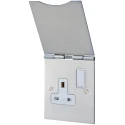 MK Electric 13A Satin Gold, Black, Blue, Brushed Chrome, Grey, White 1 Gang Plug Socket Albany Plus Indoor Type G 740BRC