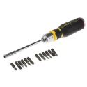 Stanley Ratchet Screwdriver & Bit Set Phillips, Pozidriv, Slotted, Torx Bi-Material Handle FMHT0-62690