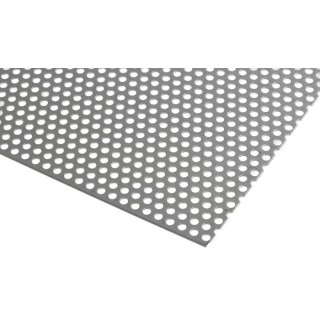 RS PRO Perforated Stainless Steel Metal Sheet Silver 500 mm x 500 mm 0.55 mm Thick 182-8382