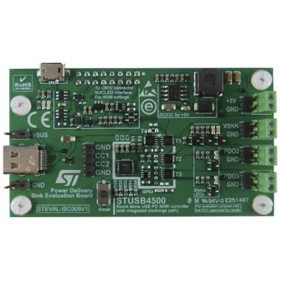 STMicroelectronics Evaluation Board for STUSB4500 USB Power Delivery Controller with L7985 Step-Down STEVAL-ISC005V1