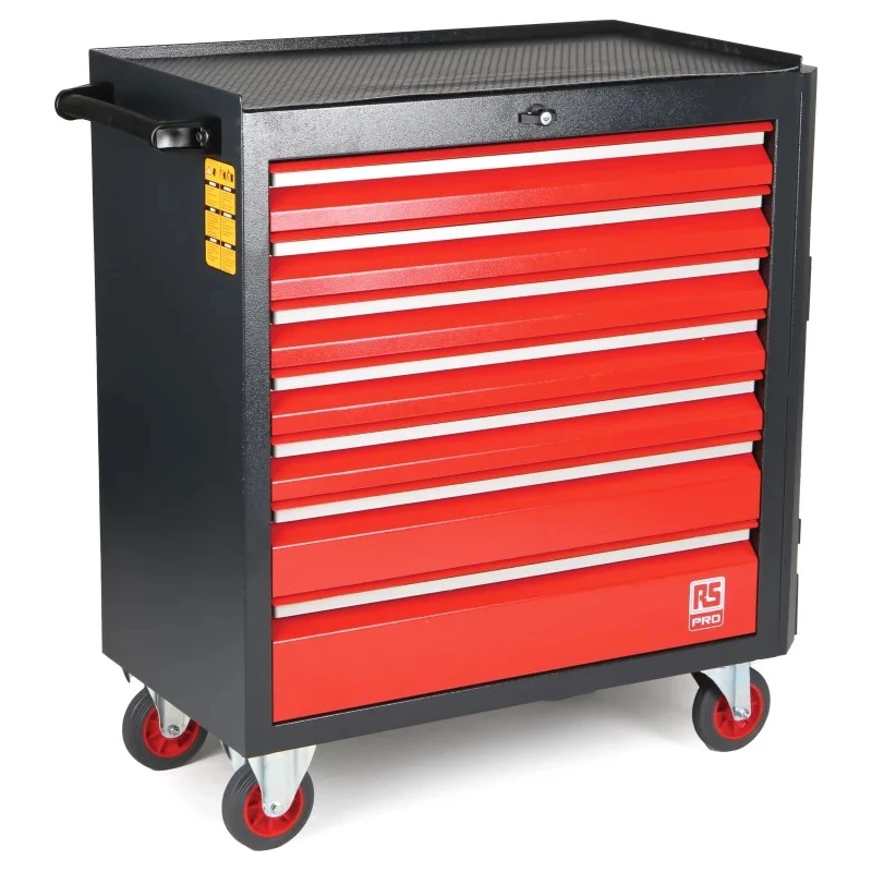 RS PRO 7 Drawer Wheeled Roller Cabinet Steel Mobile Tool Storage 710mm x 450mm x 975mm 66.4kg 833-5900