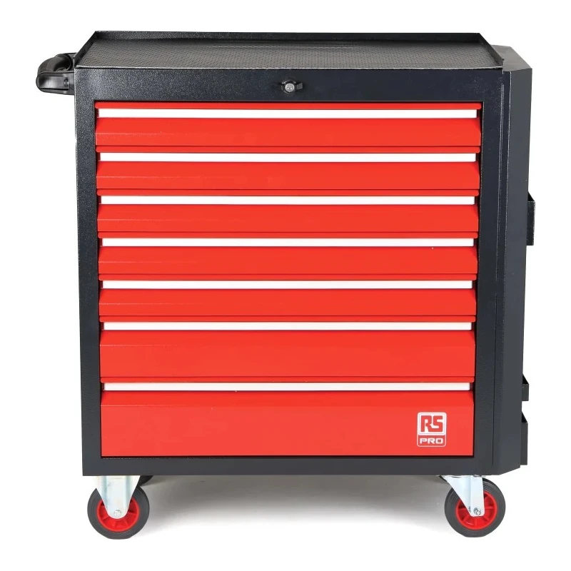 RS PRO 7 Drawer Wheeled Roller Cabinet Steel Mobile Tool Storage 710mm x 450mm x 975mm 66.4kg 833-5900
