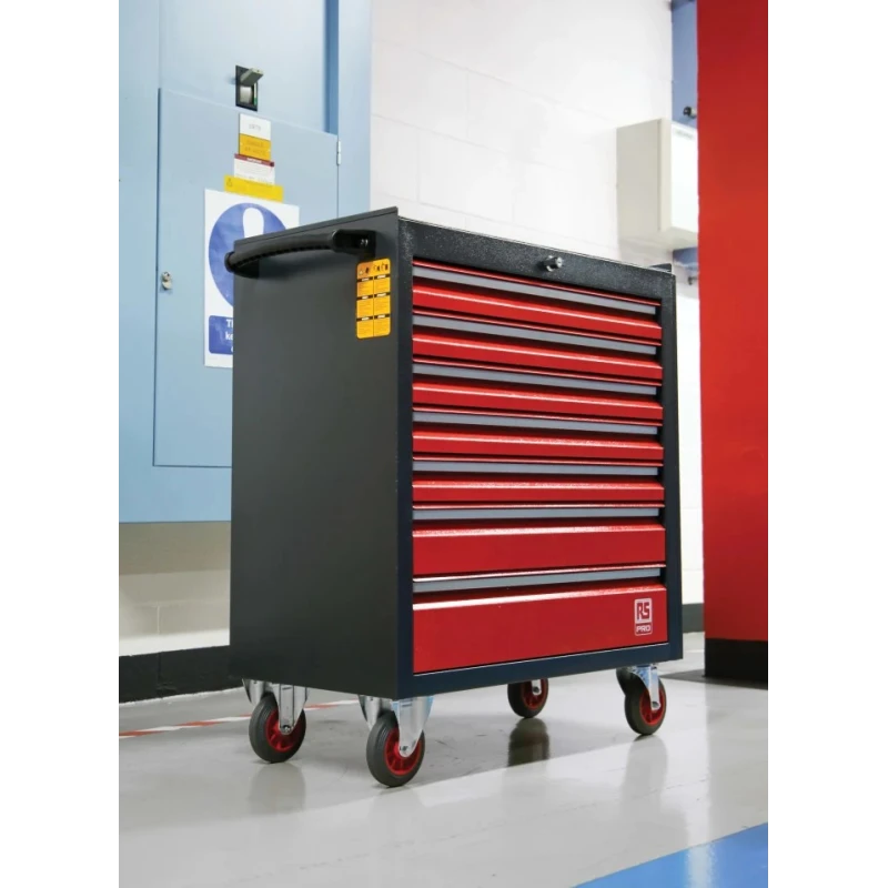 RS PRO 7 Drawer Wheeled Roller Cabinet Steel Mobile Tool Storage 710mm x 450mm x 975mm 66.4kg 833-5900