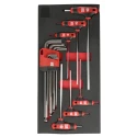 Facom RS PRO 15 Piece L, T Metric Hex Key Set, Hex Size 1.5 to 10 mm with Ball End, Polished Steel 833-5913