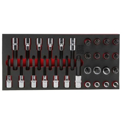 RS PRO 29-Piece 1/2 in 6 Point, Bit, Deep, Hexagon Chrome Steel Socket Set 833-5957
