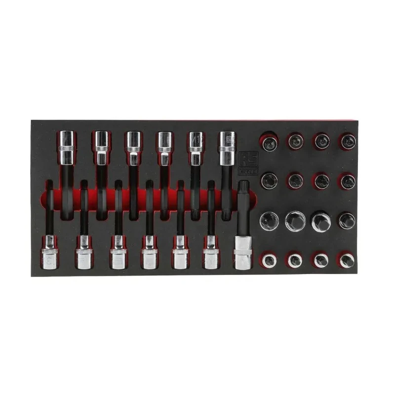 RS PRO 29-Piece 1/2 in 6 Point, Bit, Deep, Hexagon Chrome Steel Socket Set 833-5957