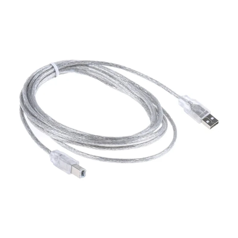 RS PRO IC Socket USB Cable Male USB Type A to Male USB B USB 2.0 Transparent PVC Jacket 3 m 182-8550