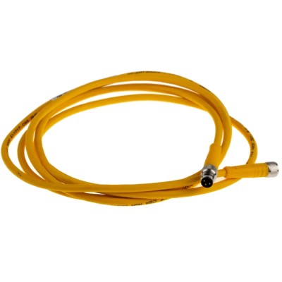 Turck Female 3 Way M8 to Male M8 Sensor Actuator Cable 125V PVC Jacket Yellow 2m PKG 3M-2-PSG 3M