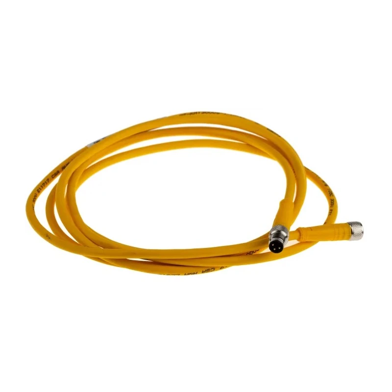 Turck Female 3 Way M8 to Male M8 Sensor Actuator Cable 125V PVC Jacket Yellow 2m PKG 3M-2-PSG 3M