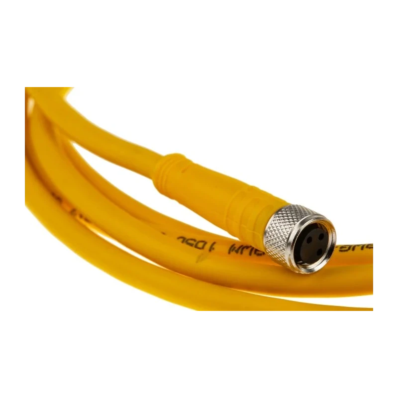 Turck Female 3 Way M8 to Male M8 Sensor Actuator Cable 125V PVC Jacket Yellow 2m PKG 3M-2-PSG 3M