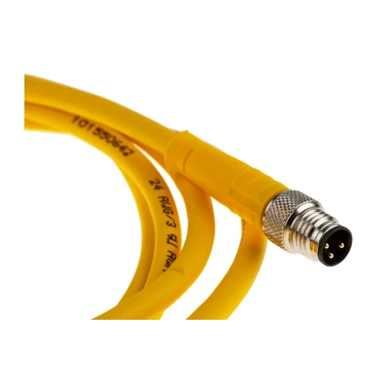 Turck Female 3 Way M8 to Male M8 Sensor Actuator Cable 125V PVC Jacket Yellow 2m PKG 3M-2-PSG 3M