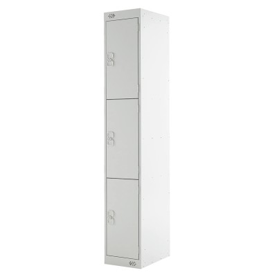 RS PRO 3 Door Steel Light Grey Storage Locker 1800mm x 300mm x 300mm 833-2914