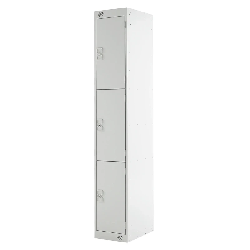 RS PRO 3 Door Steel Light Grey Storage Locker 1800mm x 300mm x 300mm 833-2914