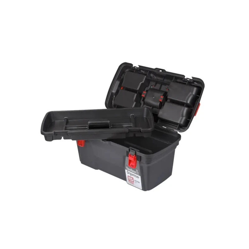 RS PRO Plastic Tool Box 263 mm Height 494 mm Length 250 mm Width Black Red 833-5988