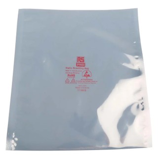 RS PRO Anti-Static Bag 203mm(W) x 254mm Heat Seal Silver Static Shielding Bags 100 Pack 182-8837