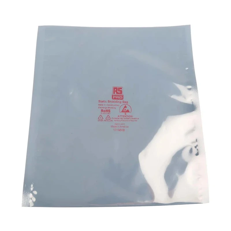 RS PRO Anti-Static Bag 203mm(W) x 254mm Heat Seal Silver Static Shielding Bags 100 Pack 182-8837