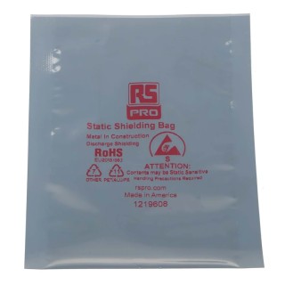RS PRO Anti-Static Static Shielding Bag 76mm(W) x 127mm Heat Seal Silver 100 Pack 182-8792